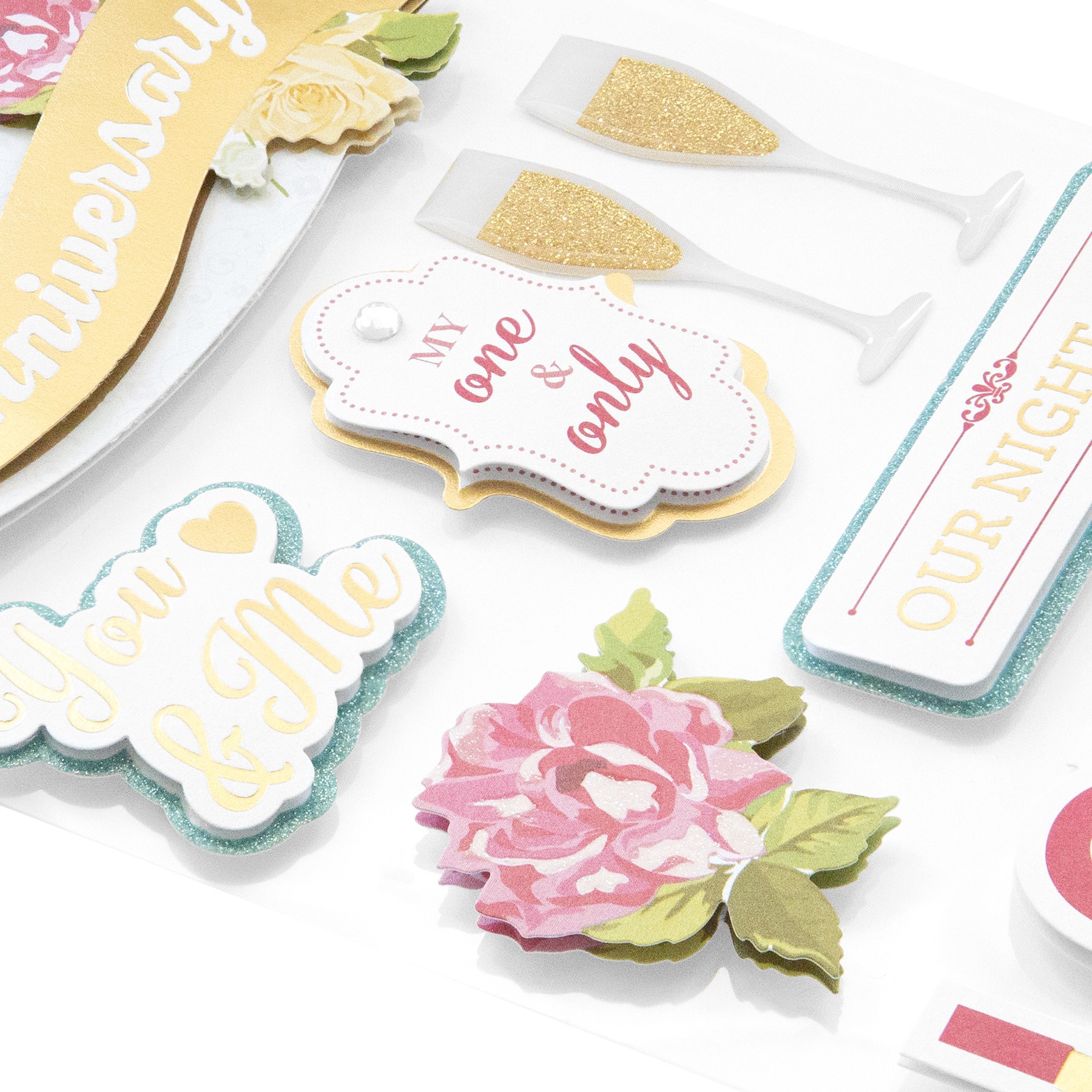 slide 2 of 4, Happy Anniversary 3d Stickers By Recollections, 6.25 in x 4.37 in