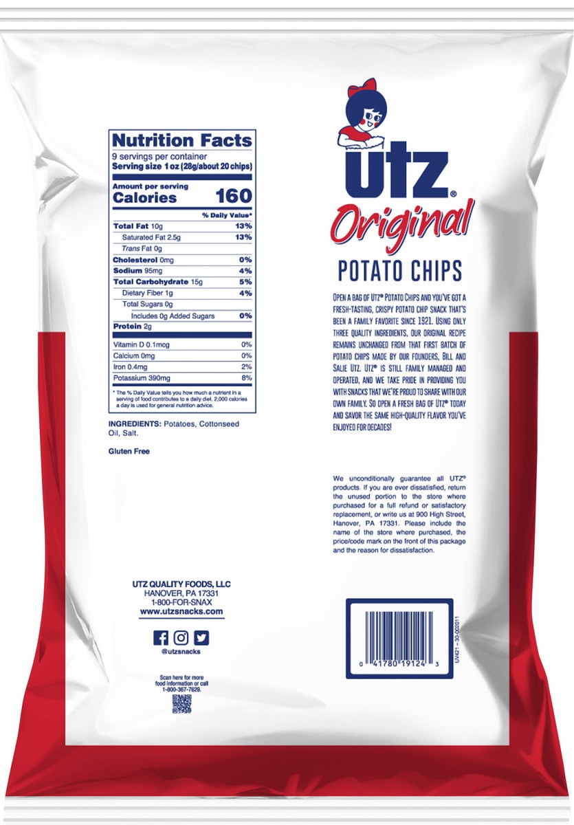 slide 3 of 7, Utz Potato Chips Original 9.5 Oz., 8 oz