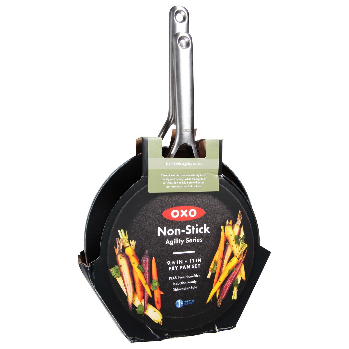 slide 9 of 10, Oxo Black & Silver Agility Pan 9.5 &11In, 2 ct