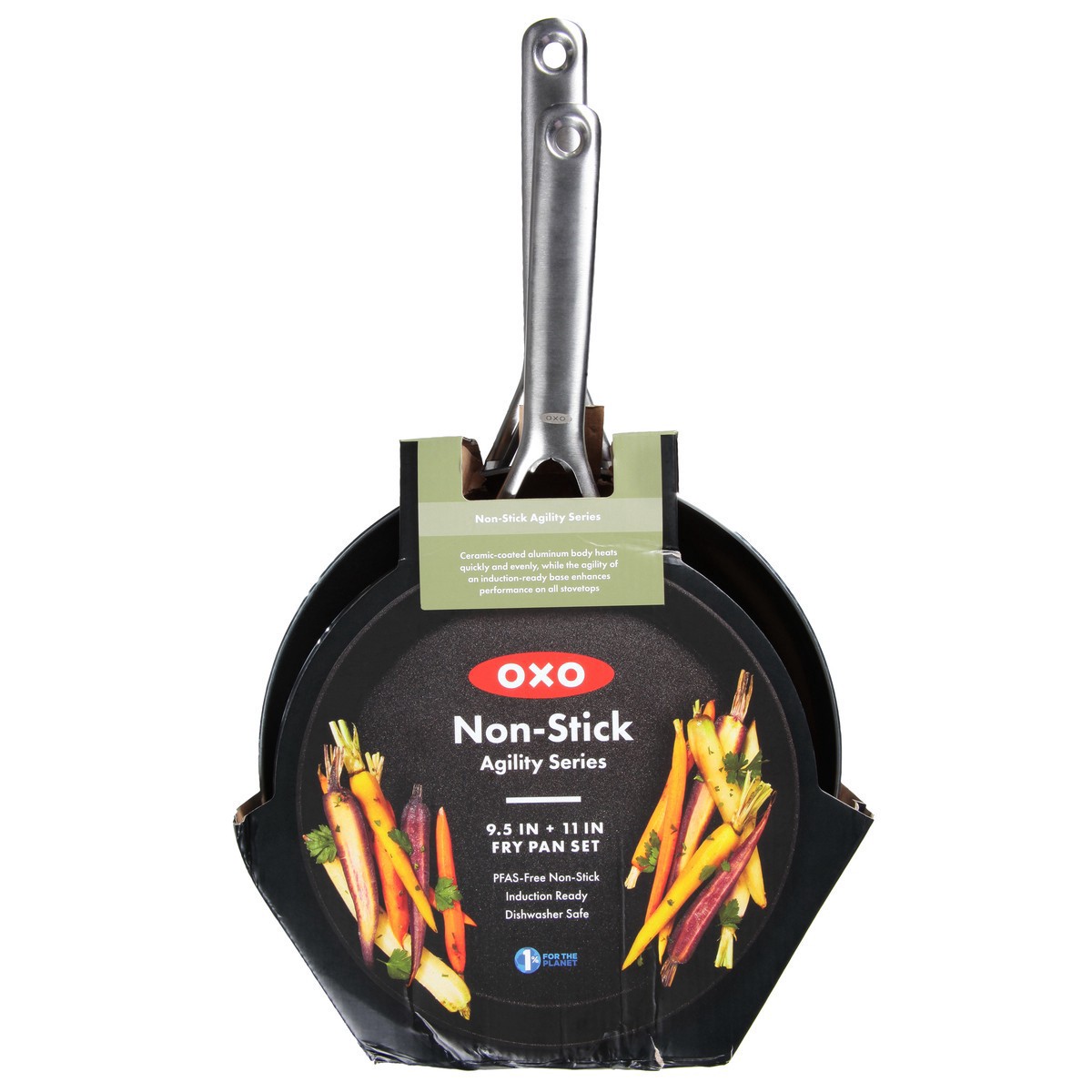 slide 1 of 10, Oxo Black & Silver Agility Pan 9.5 &11In, 2 ct