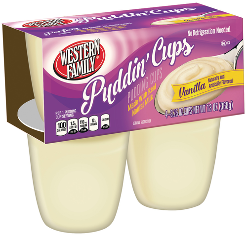 slide 1 of 1, Western Family Puddin' Cups Vanilla, 13 oz