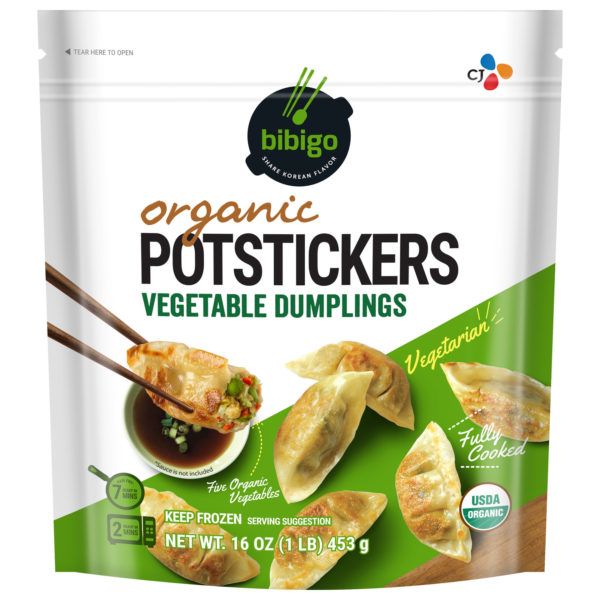 slide 1 of 4, Bibigo Organic Vegetable Dumpling Potstickers, 16 oz