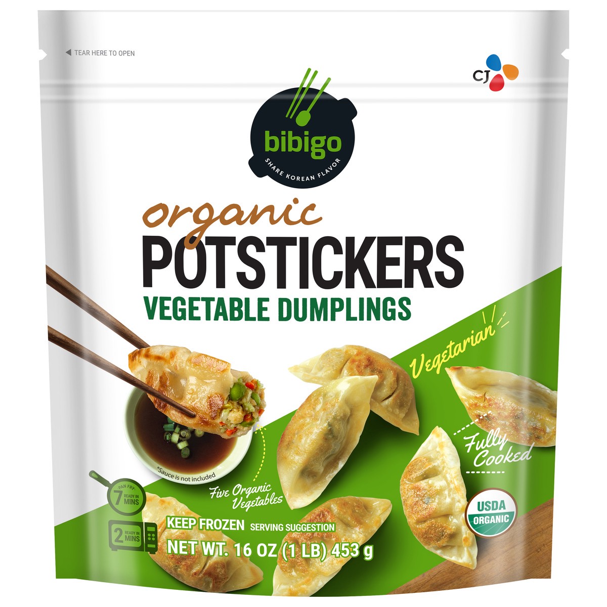 slide 1 of 4, Bibigo Organic Vegetable Dumplings Potstickers 16 oz. Bag, 16 oz