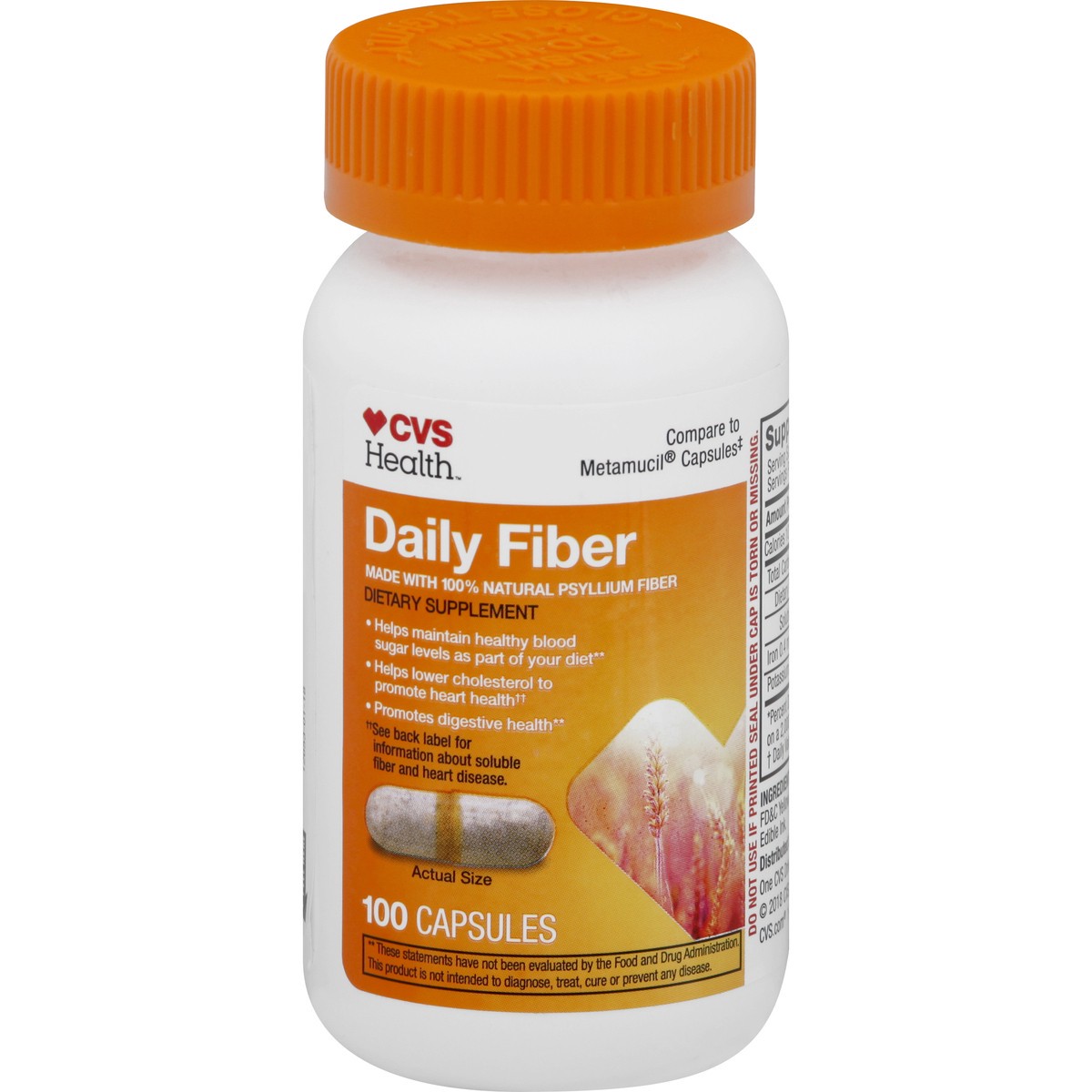 slide 10 of 10, CVS Health Natural Daily Fiber Capsules, 100 Ct, 1 ct