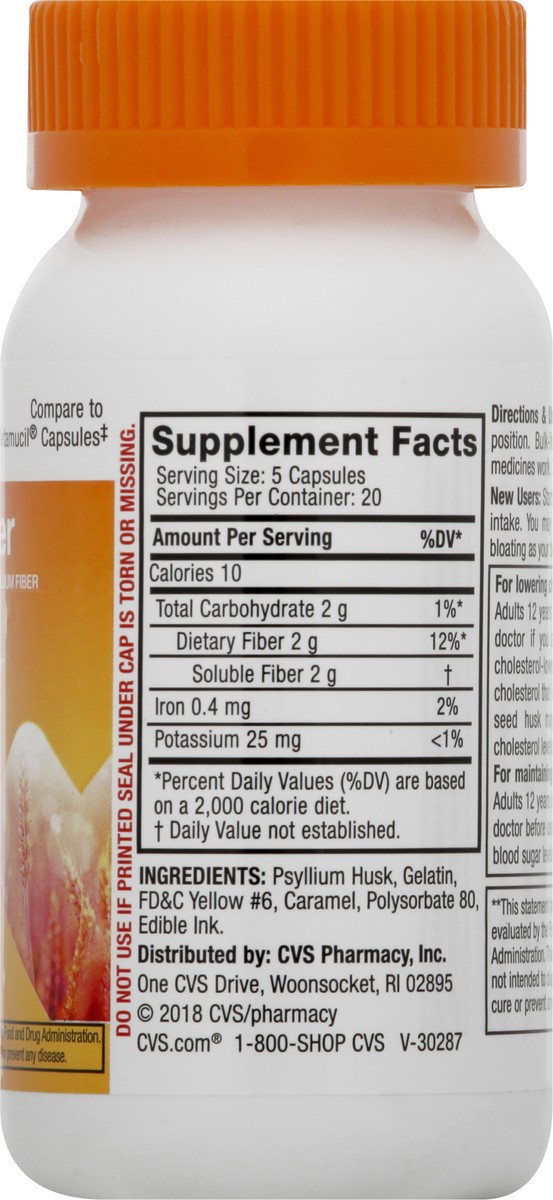 slide 4 of 10, CVS Health Natural Daily Fiber Capsules, 100 Ct, 1 ct