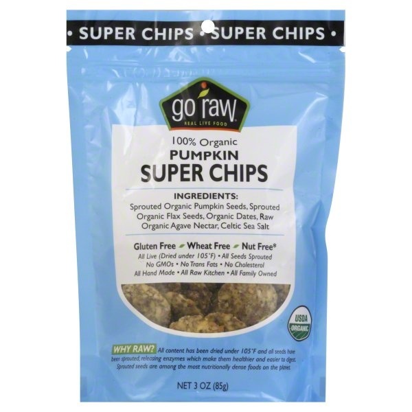 slide 1 of 1, Go Raw Pumpkin Super Chips, 3 oz