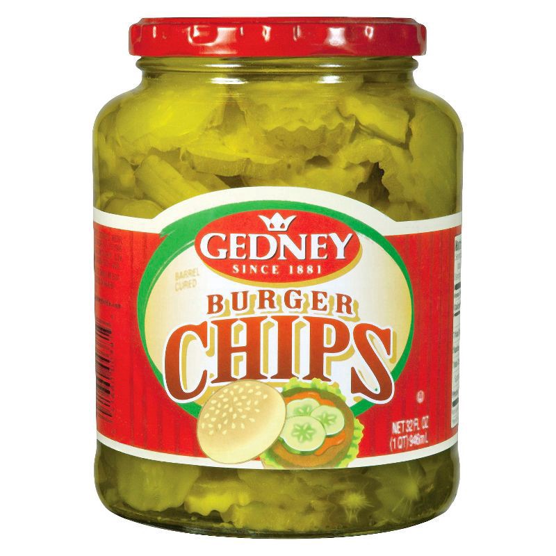 slide 1 of 2, Gedney Pickle Slices, 32 oz