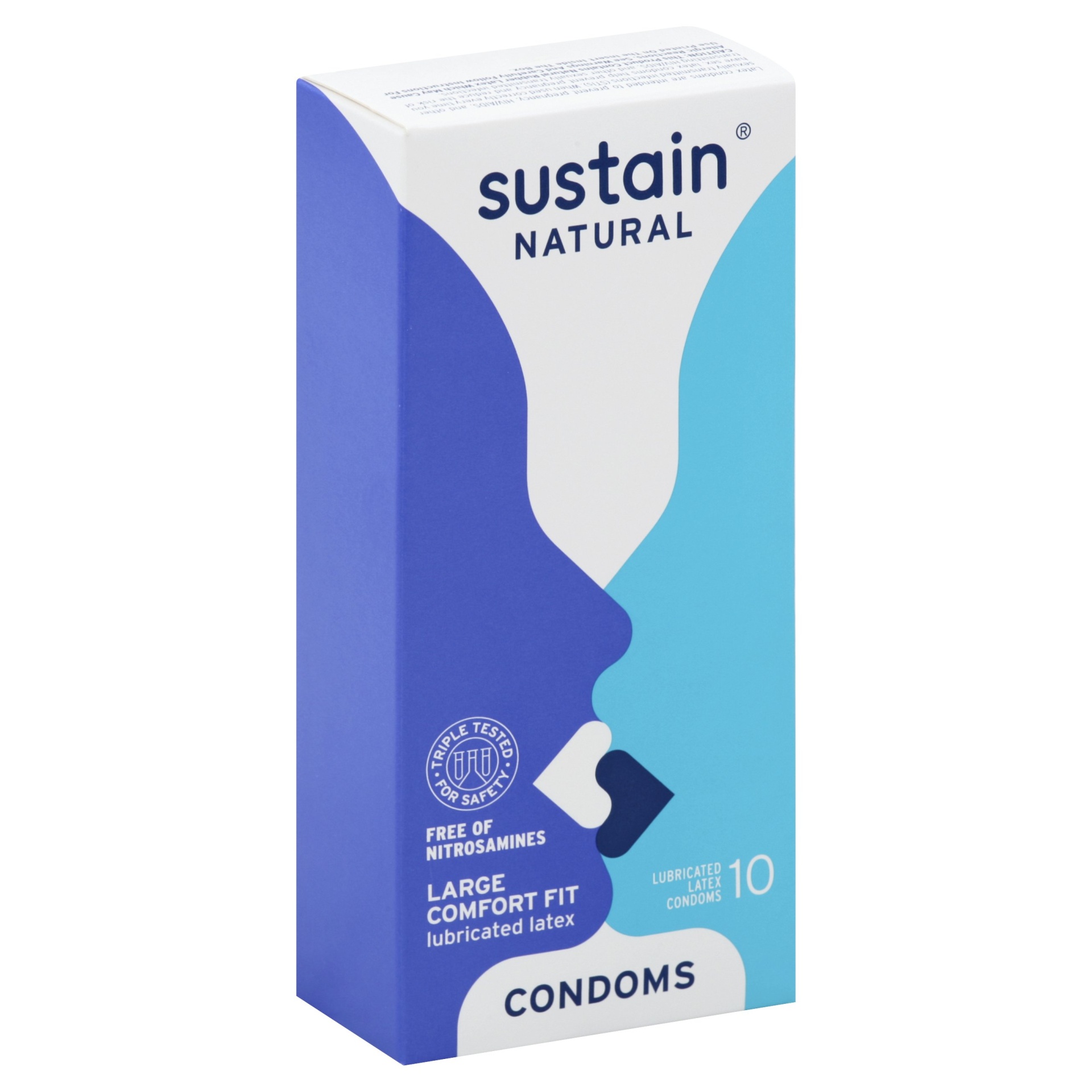slide 1 of 1, Sustain Lubricated Comfort Fit, 10 ct