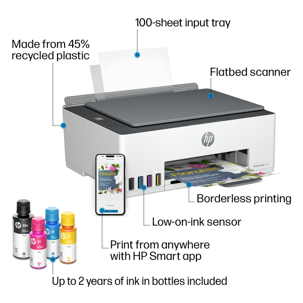 slide 2 of 10, Hp Smart Tank All-In-One Printer, 1 ct