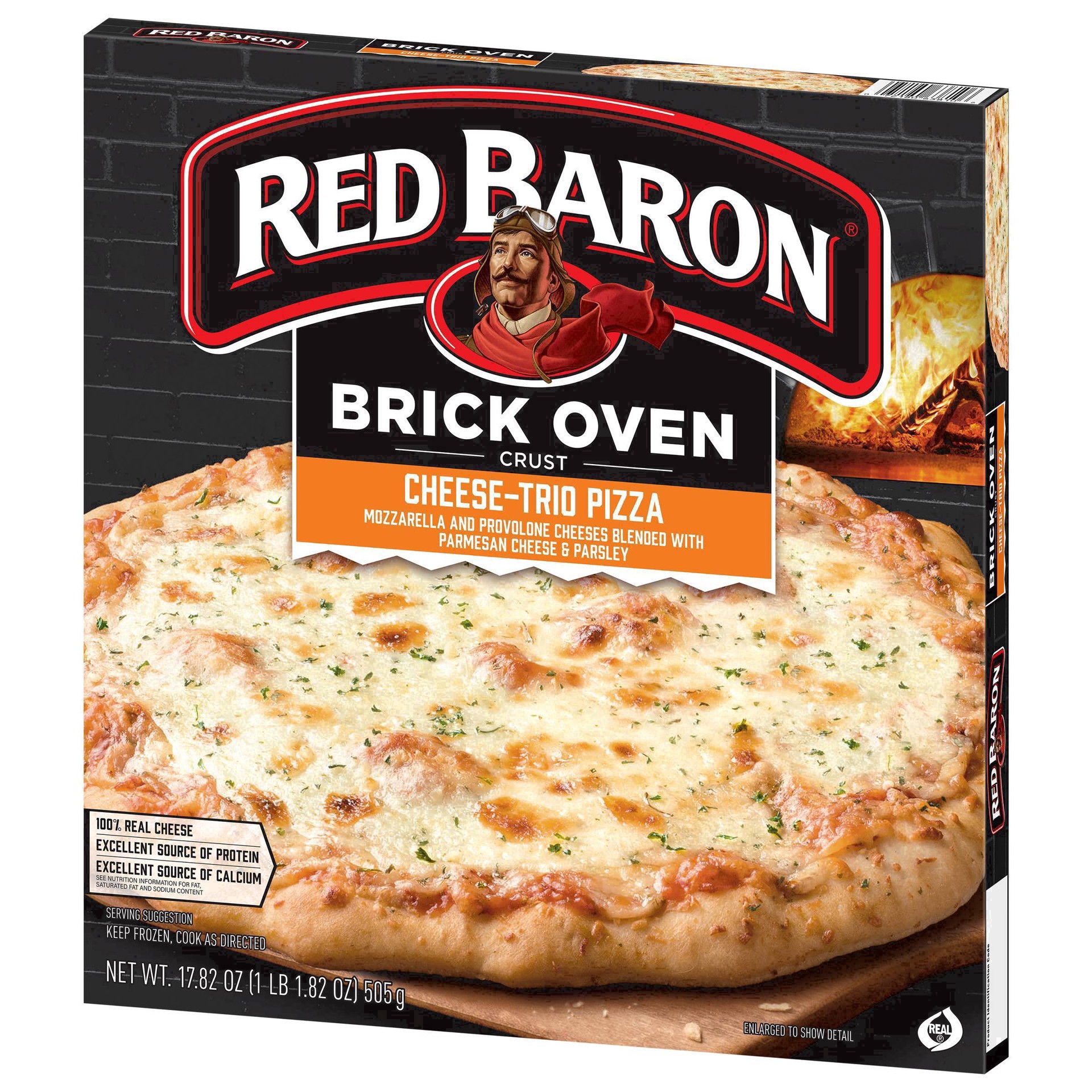 slide 33 of 66, Red Baron Frozen Pizza Brick Oven Cheese Trio, 17.82 oz