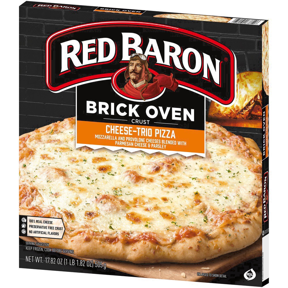 slide 14 of 66, Red Baron Brick Oven Crust Cheese-Trio Pizza 17.82 oz, 17.82 oz