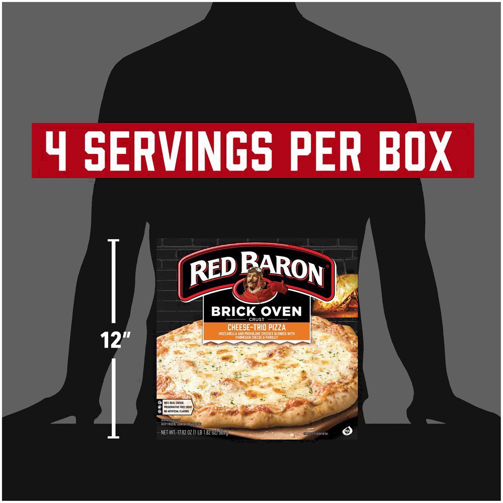 slide 58 of 66, Red Baron Frozen Pizza Brick Oven Cheese Trio, 17.82 oz