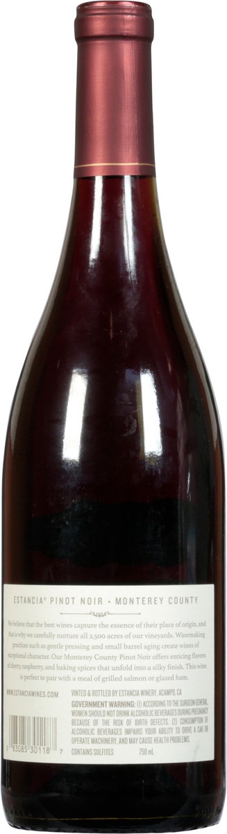 slide 5 of 9, Estancia Pinot Noir Red Wine - 750ml Bottle, 750 ml