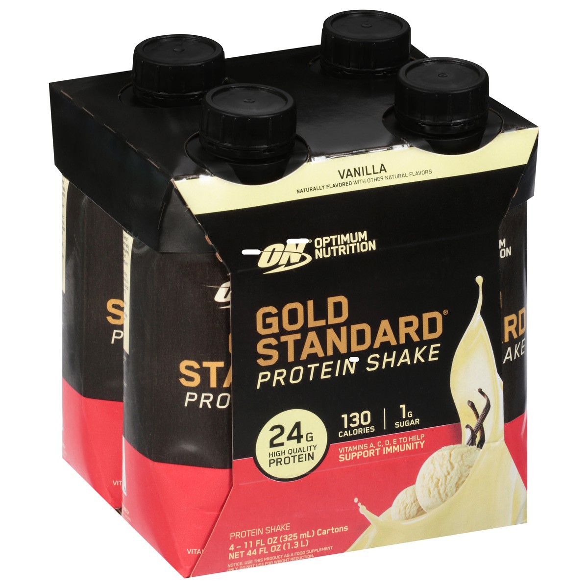 slide 7 of 9, Optimum Nutrition Gold Standard Vanilla Protein Shake 4 - 11 fl oz Cartons, 4 ct