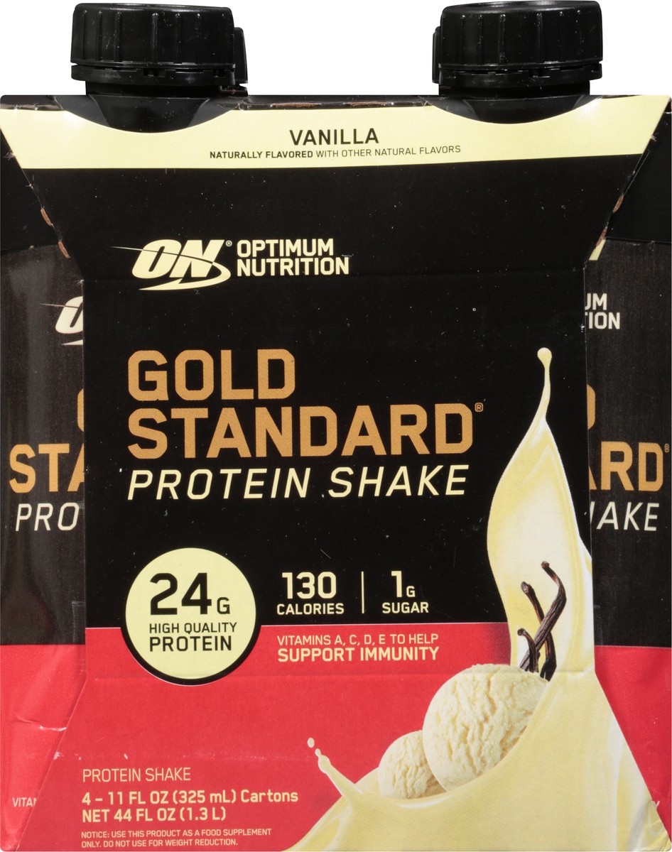 slide 9 of 9, Optimum Nutrition Gold Standard Vanilla Protein Shake 4 - 11 fl oz Cartons, 4 ct