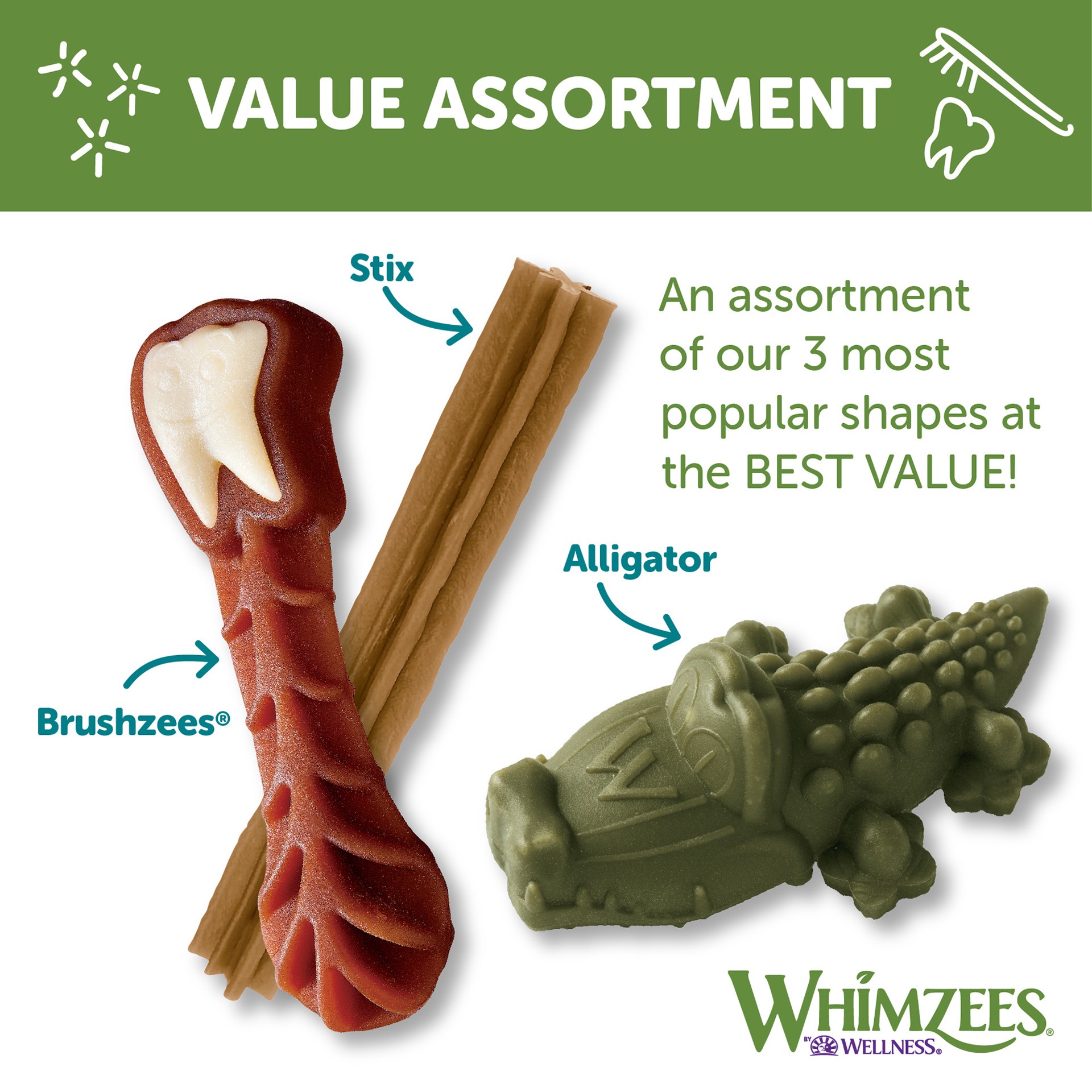 slide 4 of 5, WHIMZEES Wellness Value Box Dog Dental Treats, Natural Chews, Large Size, (24 Count), 1 ct