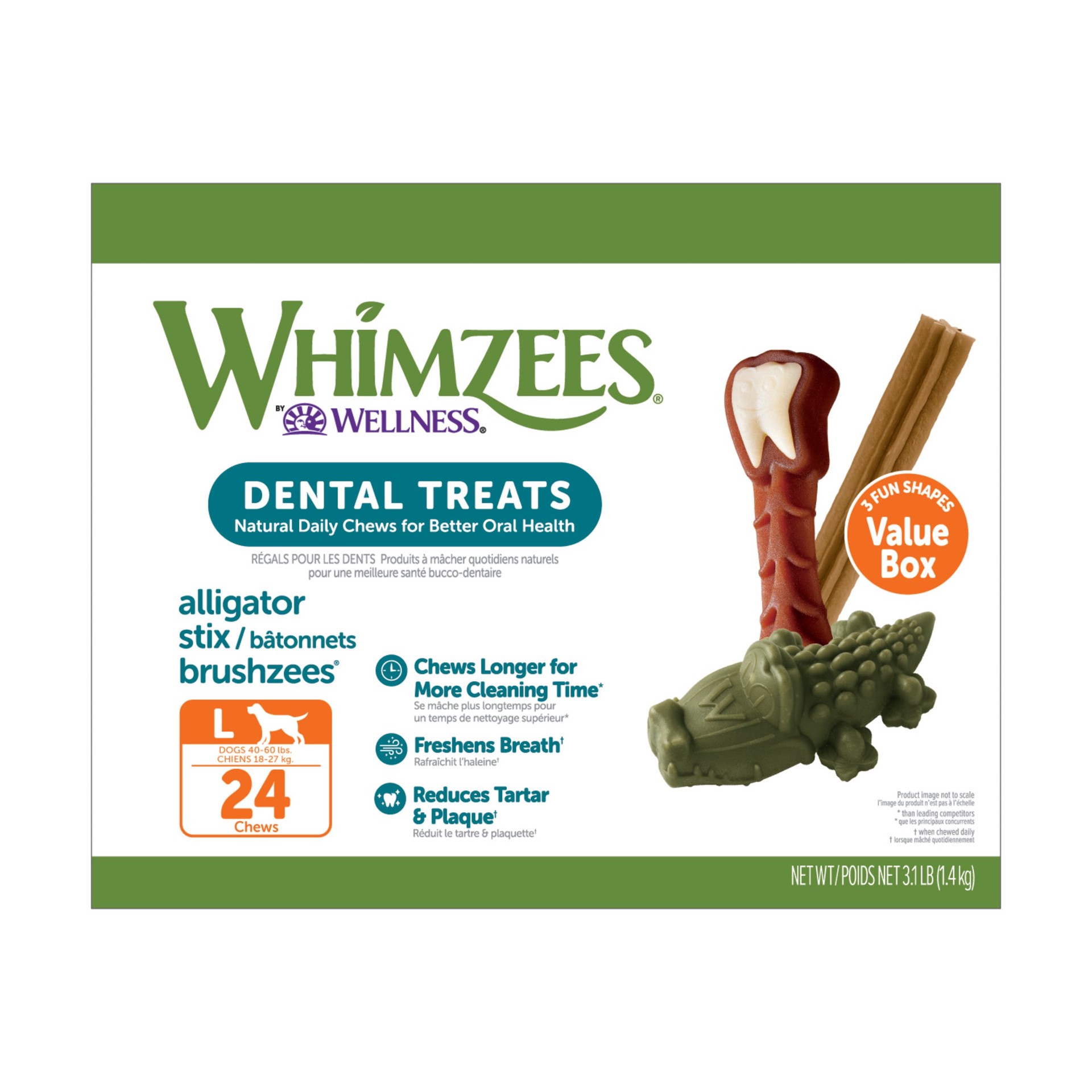slide 1 of 5, WHIMZEES Wellness Value Box Dog Dental Treats, Natural Chews, Large Size, (24 Count), 1 ct