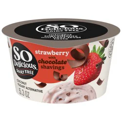 So Delicious Dairy Free Coconut Yogurt Alternative, Strawberry with Chocolate Shavings, Vegan, Gluten Free, Non-GMO Creamy Plant Based Yogurt Alternative, 5.3 oz Container