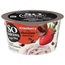 So Delicious Dairy Free Coconut Yogurt Alternative, Strawberry with Chocolate Shavings, Vegan, Gluten Free, Non-GMO Creamy Plant Based Yogurt Alternative, 5.3 oz Container