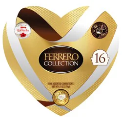 Ferrero Collection Valentine''s Day Heart Gift Box, 16 Assorted Hazelnut, Dark Chocolate and Coconut Treats, 6.1 oz