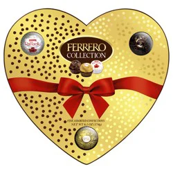 Ferrero Collection Valentine''s Day Heart Gift Box, 16 Assorted Hazelnut, Dark Chocolate and Coconut Treats, 6.1 oz