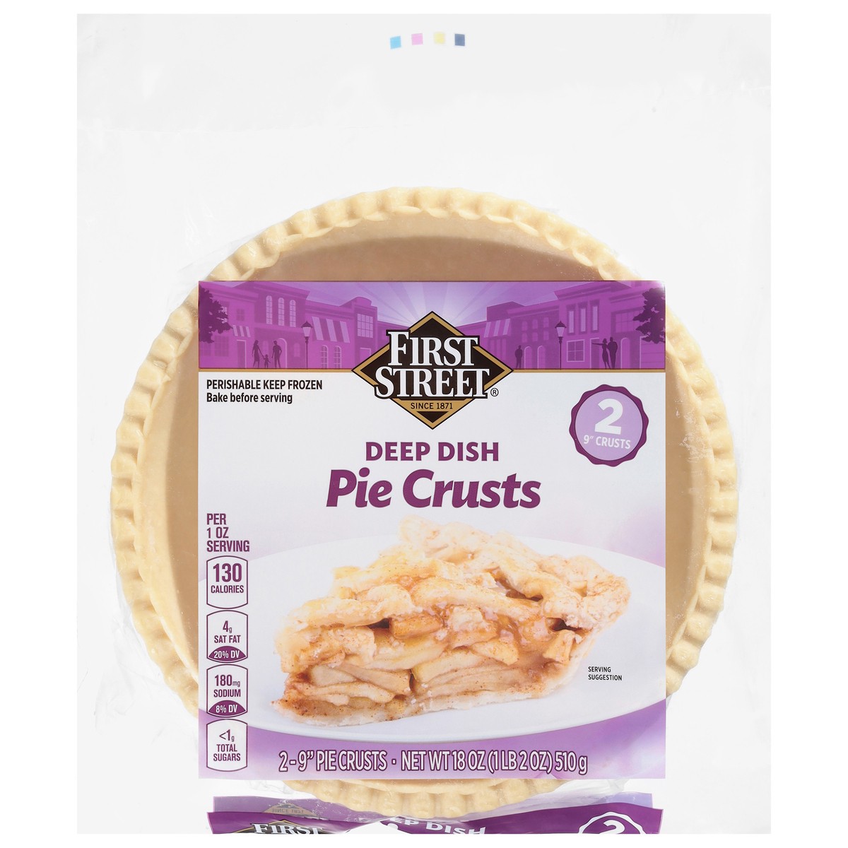 slide 1 of 14, First Street 9 Inch Deep Pie Shells, 18 oz
