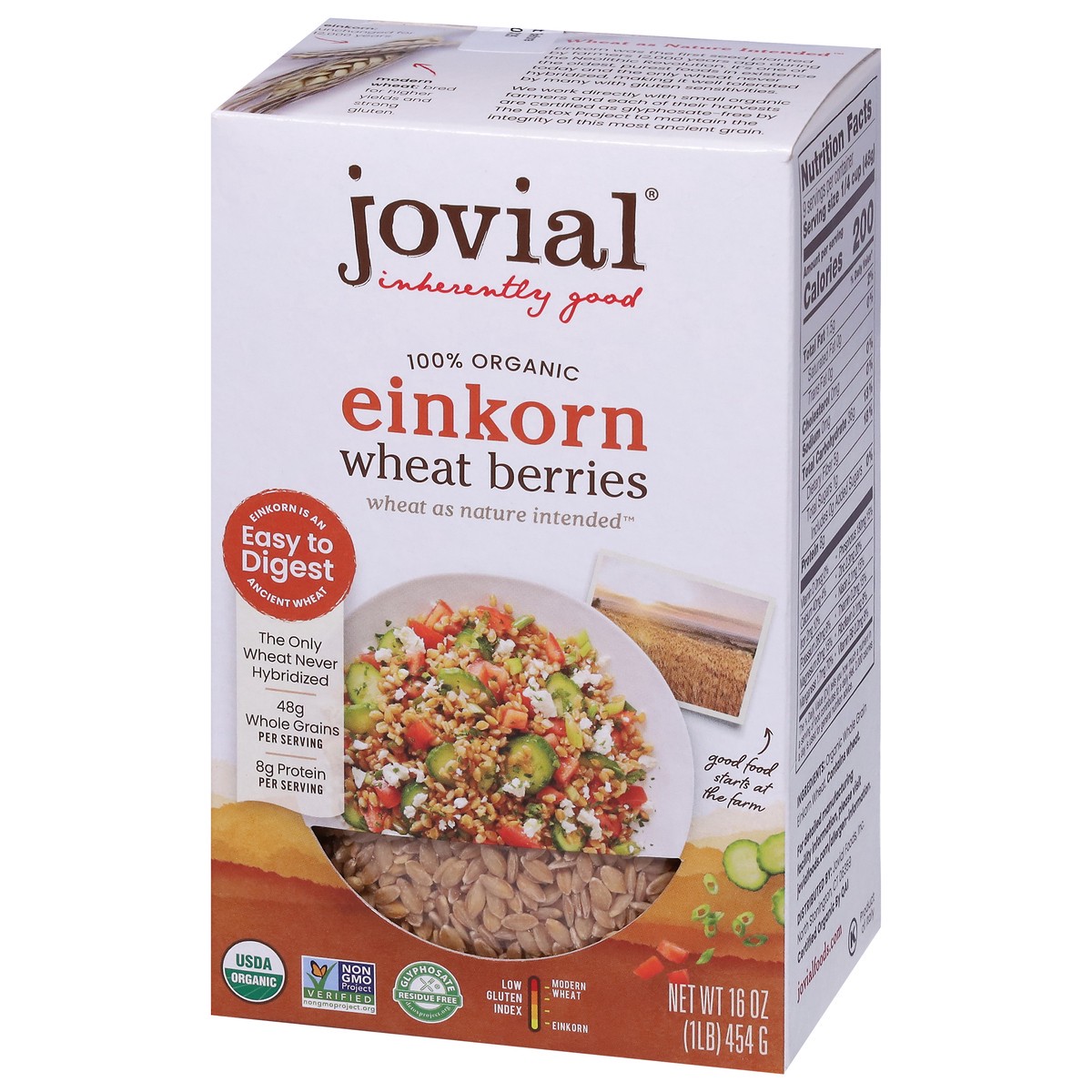 slide 3 of 9, Jovial 100% Organic Einkorn Wheat Berries, 16 oz