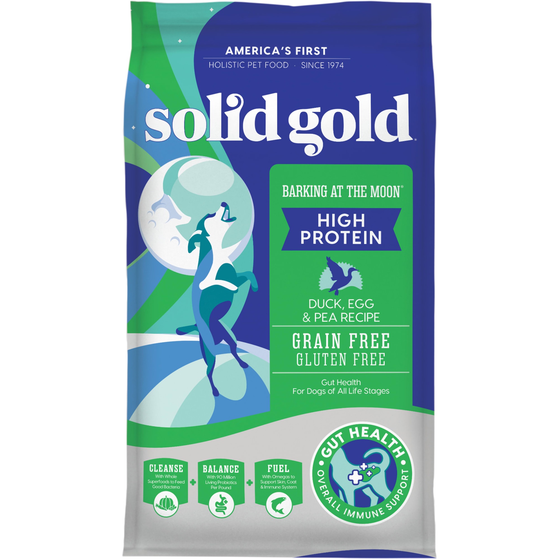 slide 1 of 1, Solid Gold Barking at the Moon Duck Egg & Peas High Protein Grain Free Dry Dog Food, 22 lb