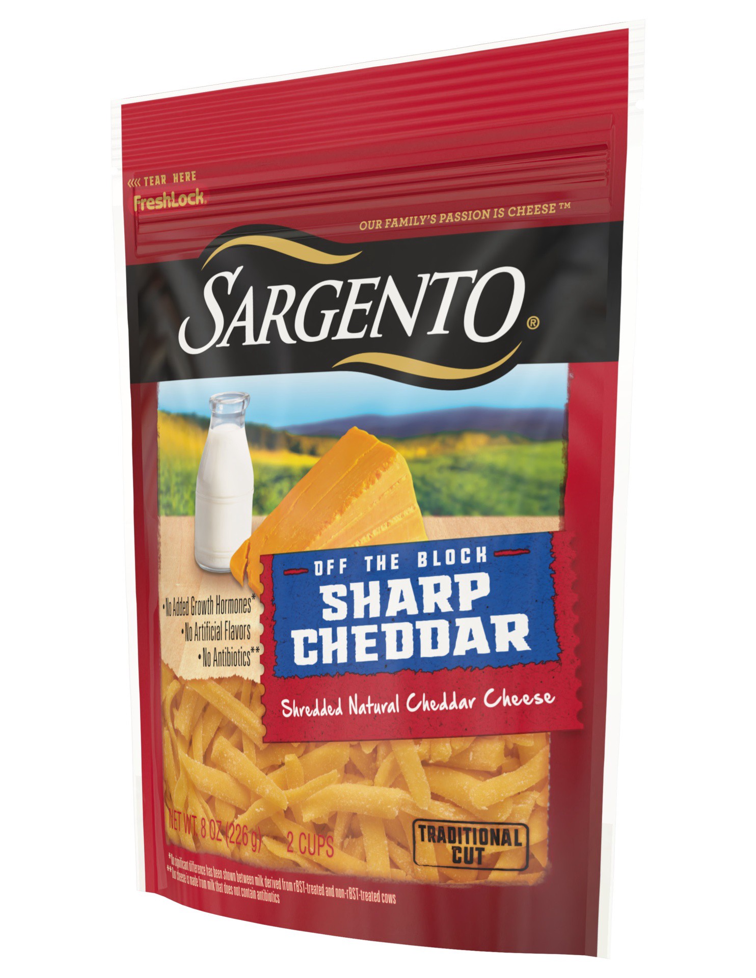 slide 3 of 6, Sargento Off The Block Traditional Cut Shredded Sharp Cheddar Cheese, 8 oz