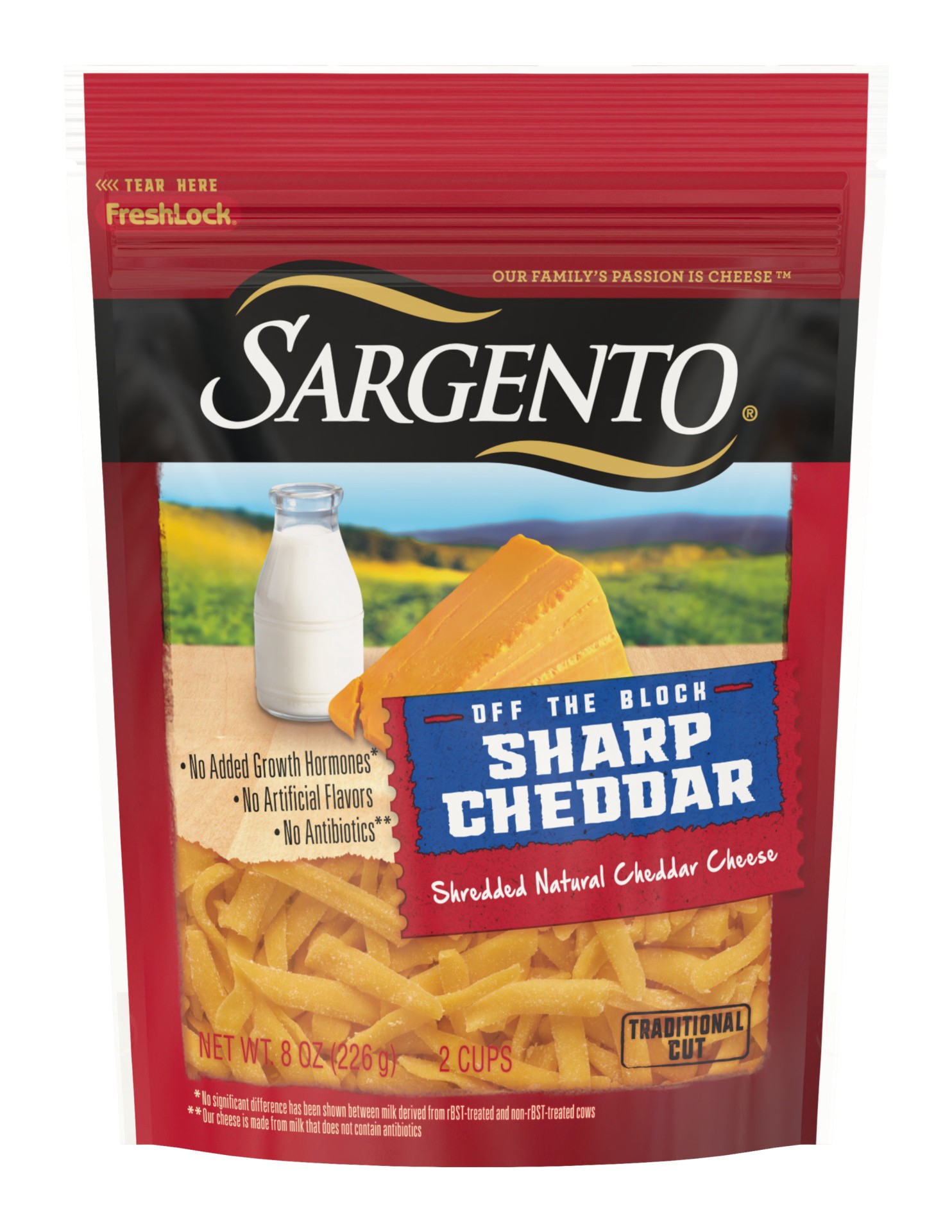 slide 1 of 6, Sargento Off The Block Traditional Cut Shredded Sharp Cheddar Cheese, 8 oz