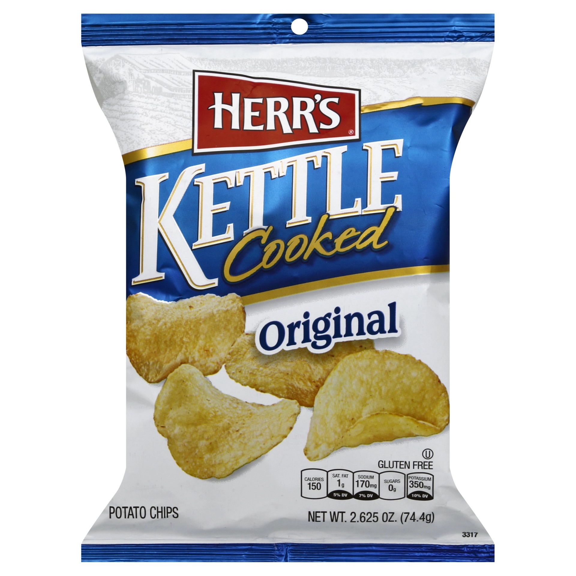 slide 1 of 6, Herr's Kettle Cooked Original Potato Chips, 2.625 oz