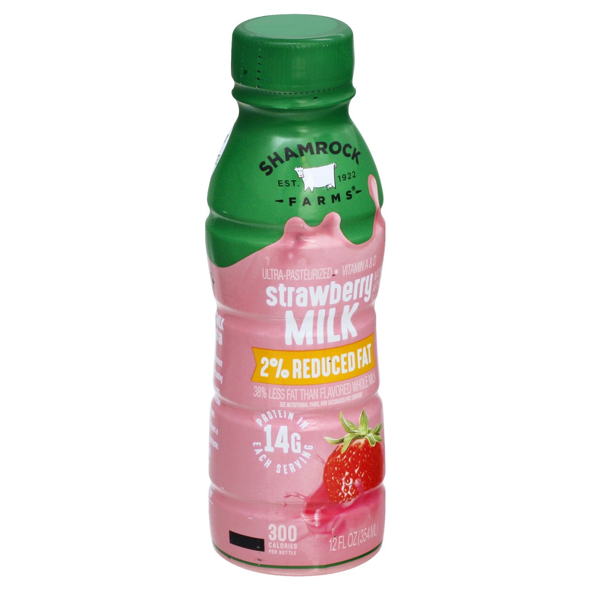 slide 4 of 9, Shamrock Farms 2% Reduced Fat Strawberry Milk 12 oz, 12 oz