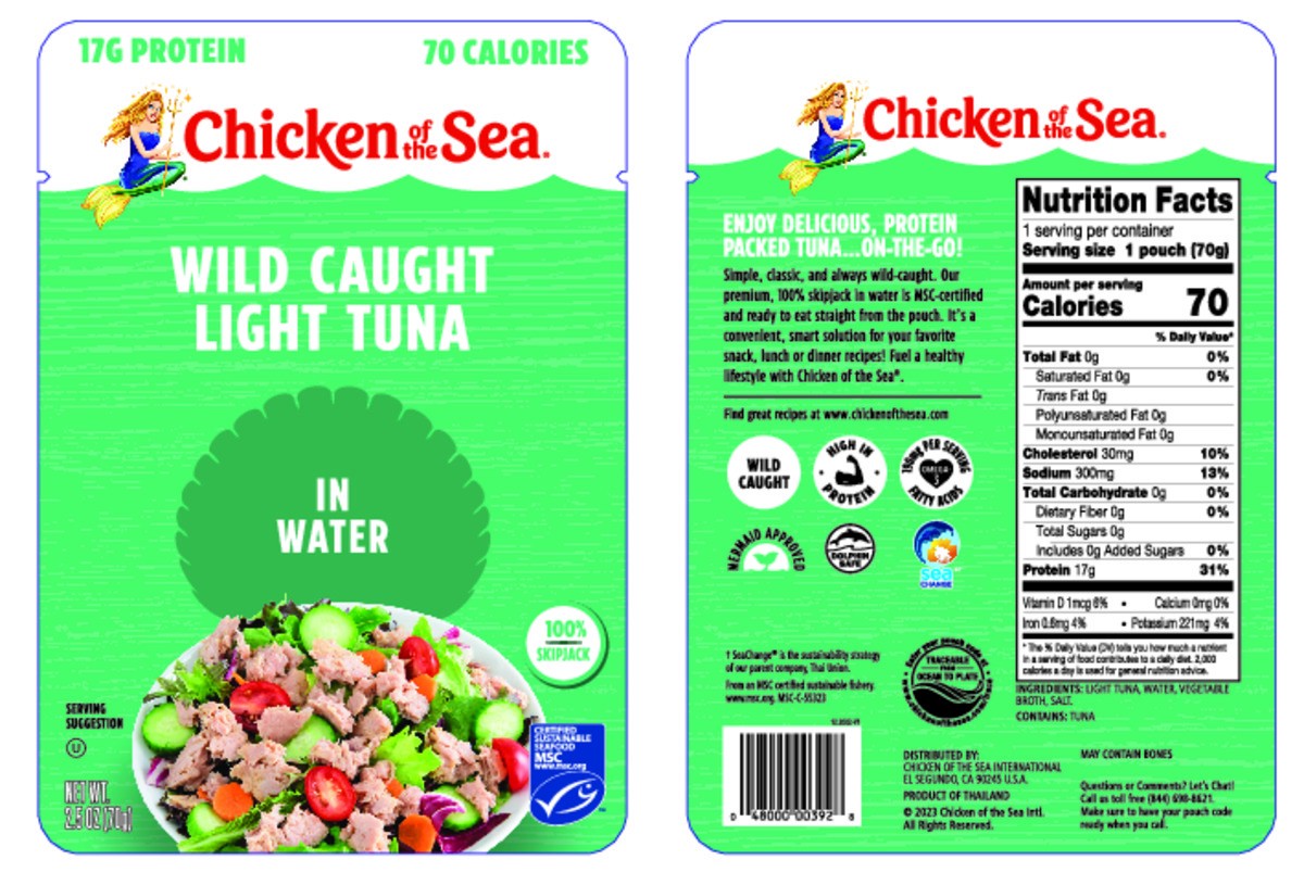 slide 5 of 8, Chicken of the Sea Wild Caught Light Tuna in Spring Water Packet 2.5 oz, 2.5 oz