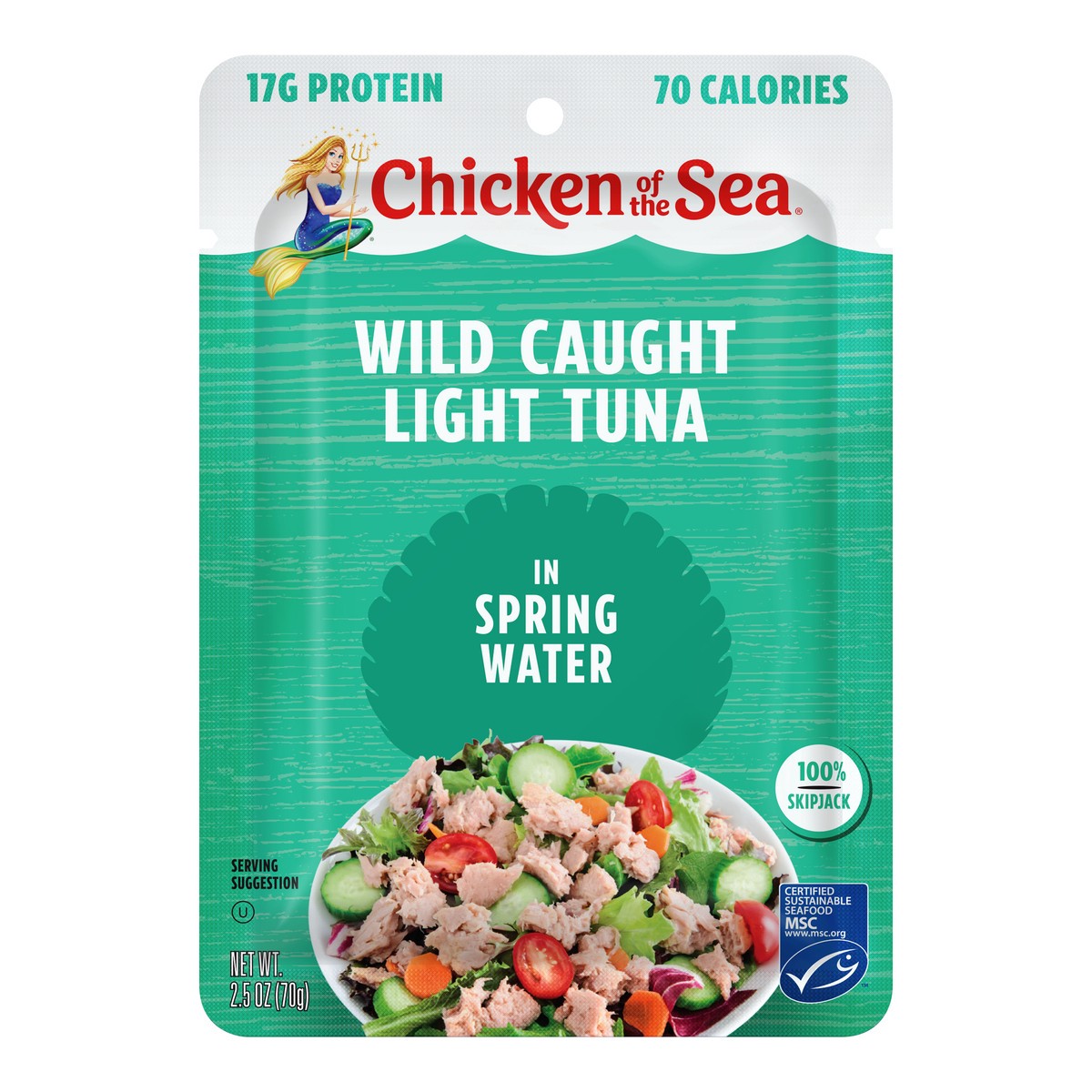 slide 8 of 8, Chicken of the Sea Wild Caught Light Tuna in Spring Water Packet 2.5 oz, 2.5 oz