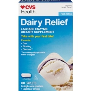 slide 1 of 1, CVS Health Dairy Relief Fast Acting Caplets, 60 ct