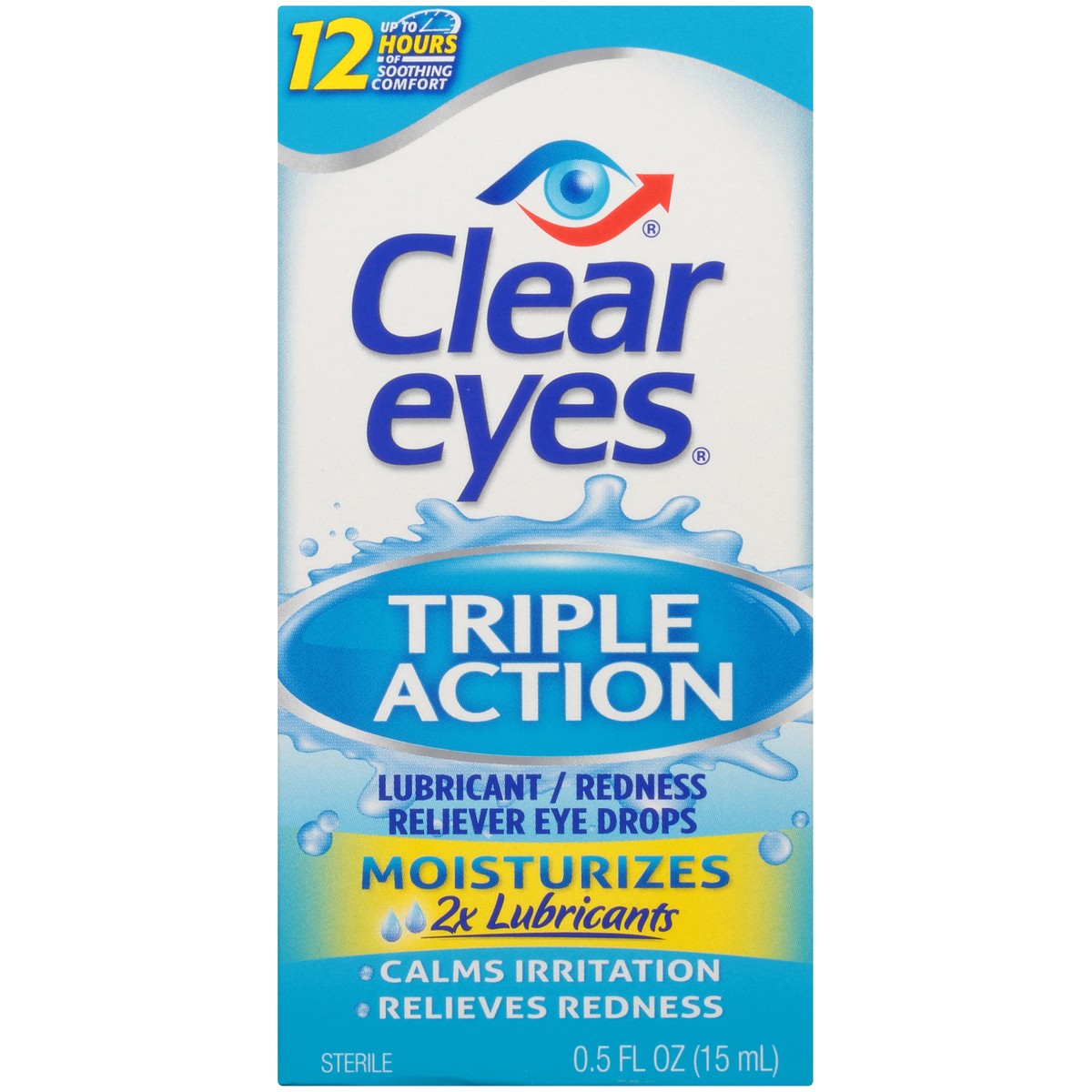 slide 6 of 10, Clear Eyes Triple Action Moisturizing Eye Drops, 0.5 oz