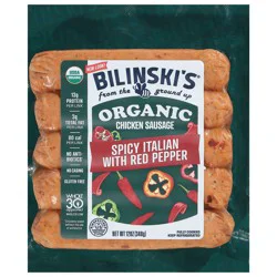 Bilinski's Organic Spicy Italian with Red Pepper Chicken Sausage 12 oz