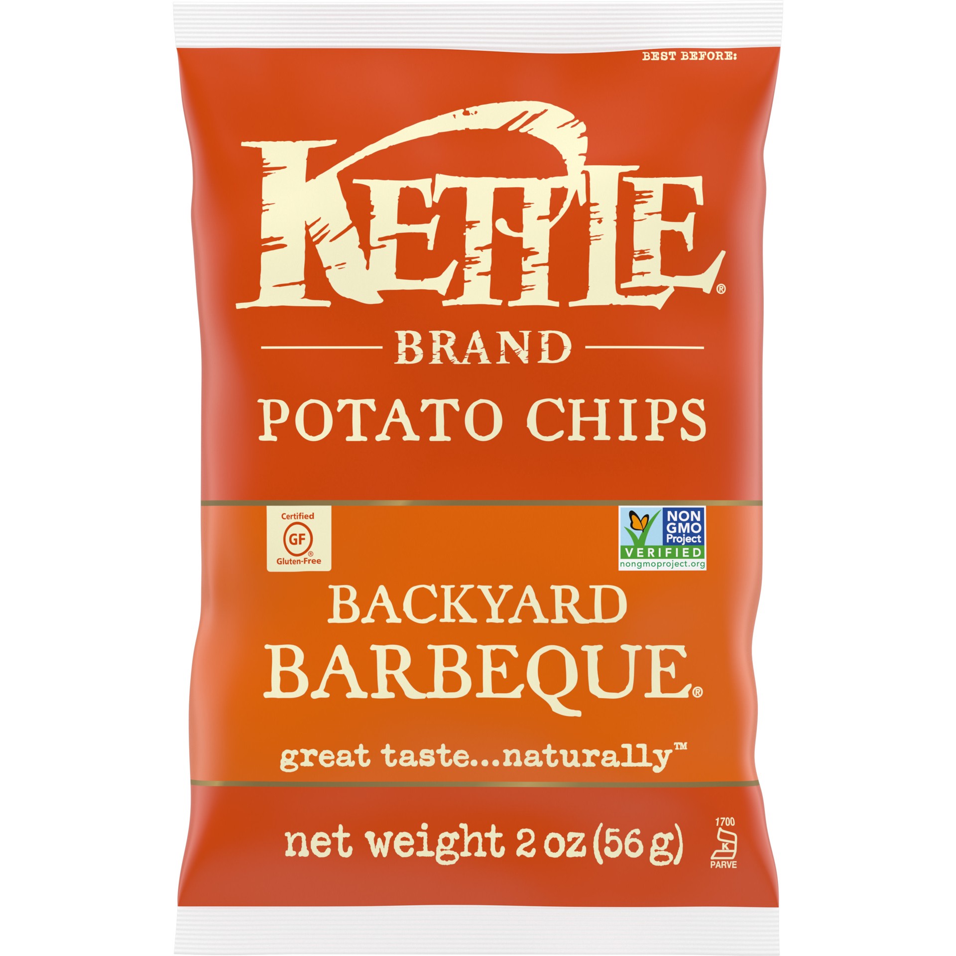 slide 1 of 5, Kettle Brand Potato Chips, Backyard Barbeque Kettle Chips, Snack Bag, 2 Oz, 2 oz