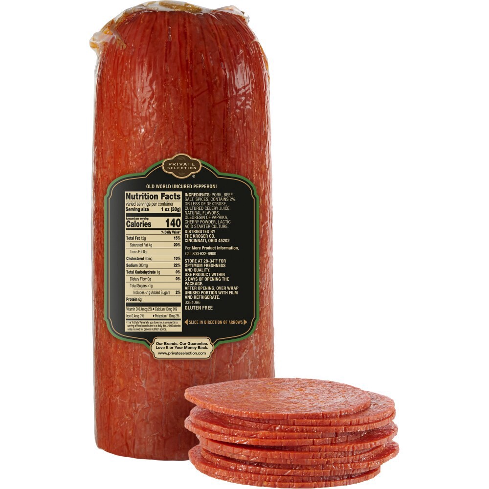 slide 2 of 2, Private Selection Sliced Uncured Pepperoni, per lb
