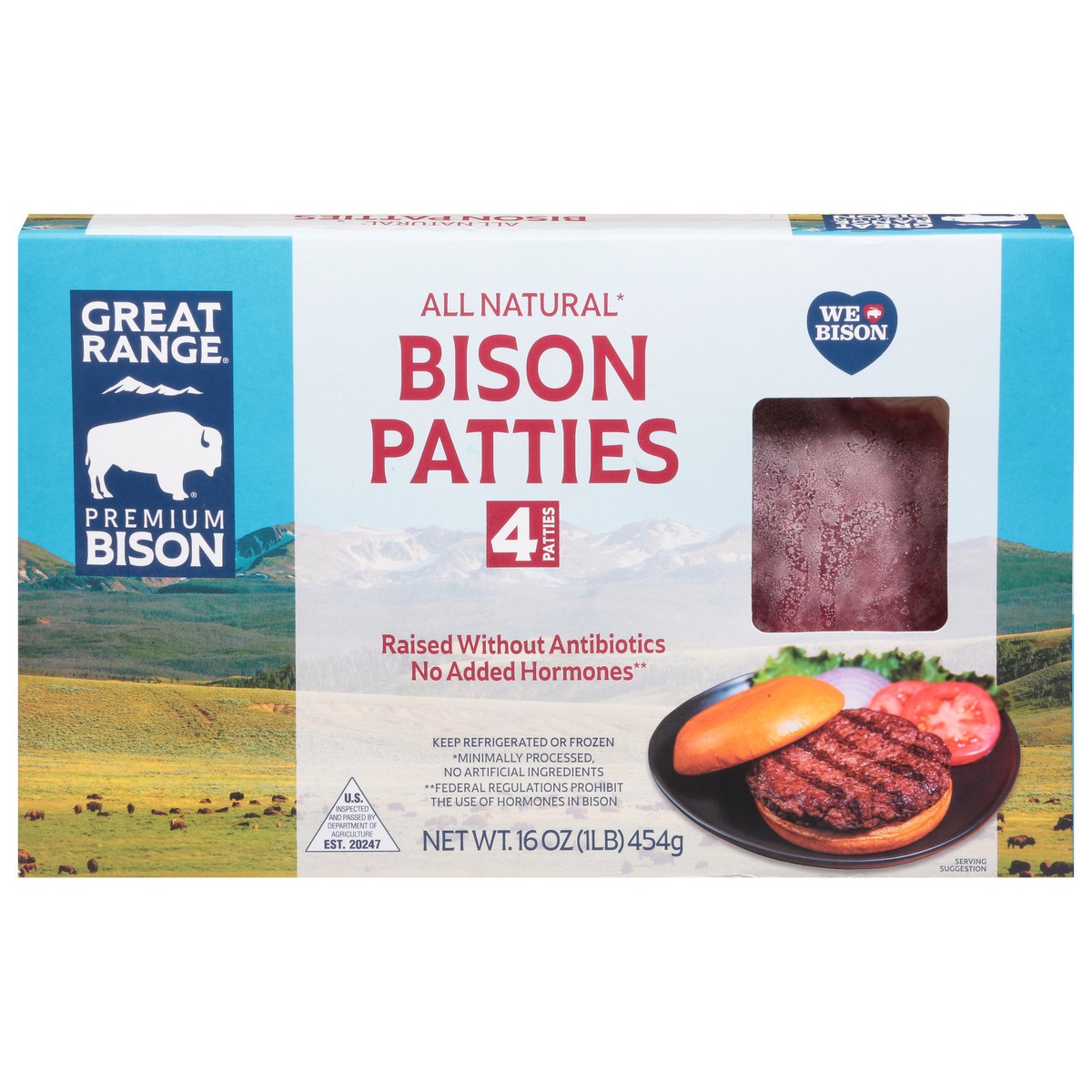 slide 4 of 13, Great Range Bison Patties 4 ea, 4 ct