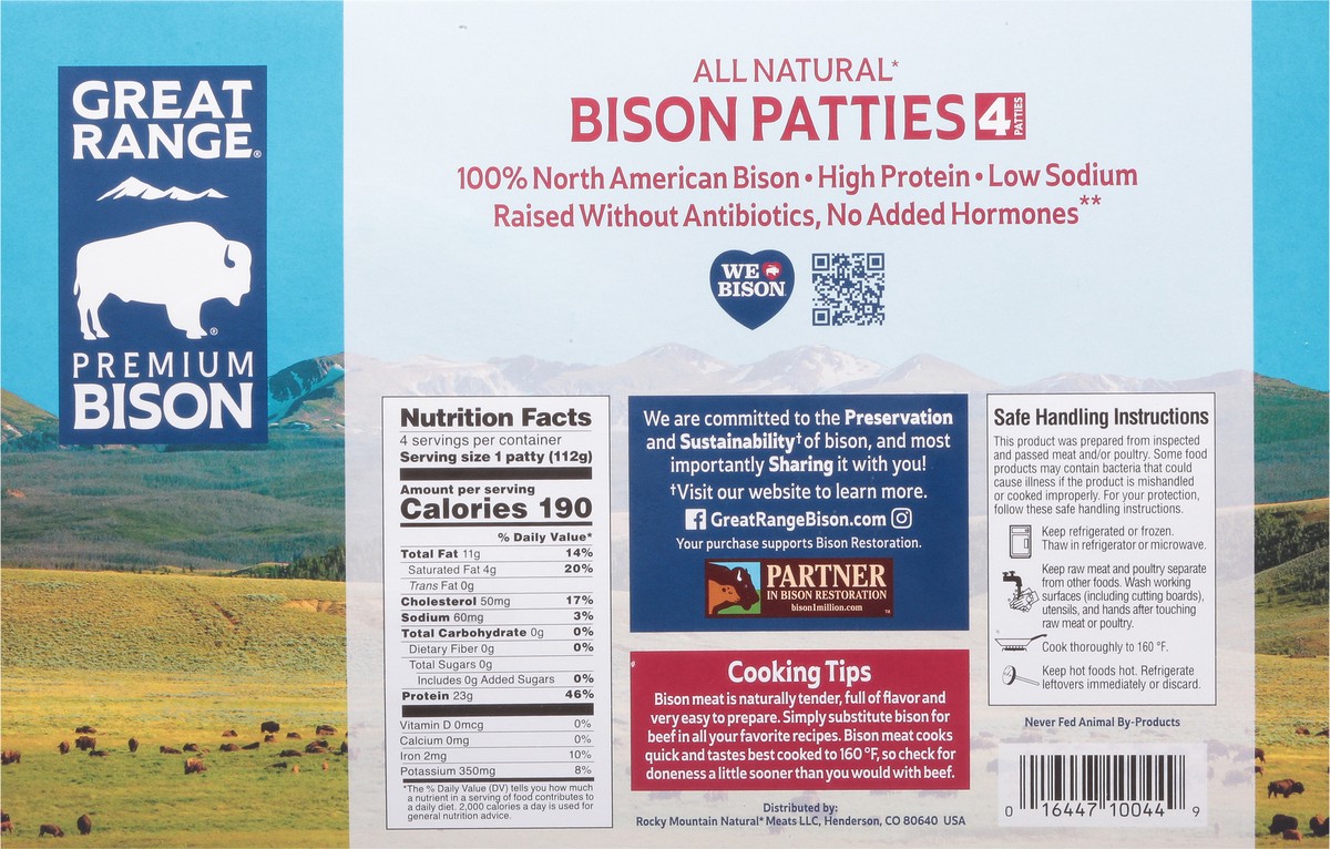 slide 9 of 13, Great Range Bison Patties 4 ea, 4 ct