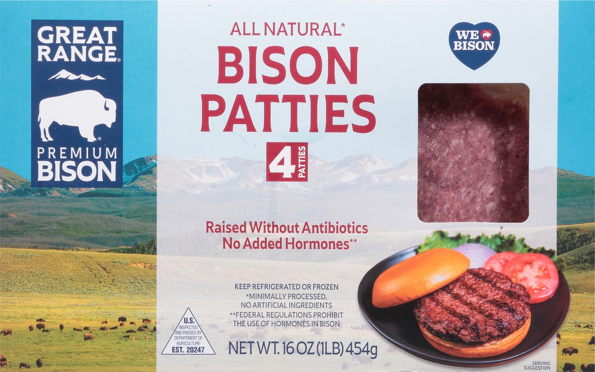 slide 7 of 13, Great Range Bison Patties 4 ea, 4 ct