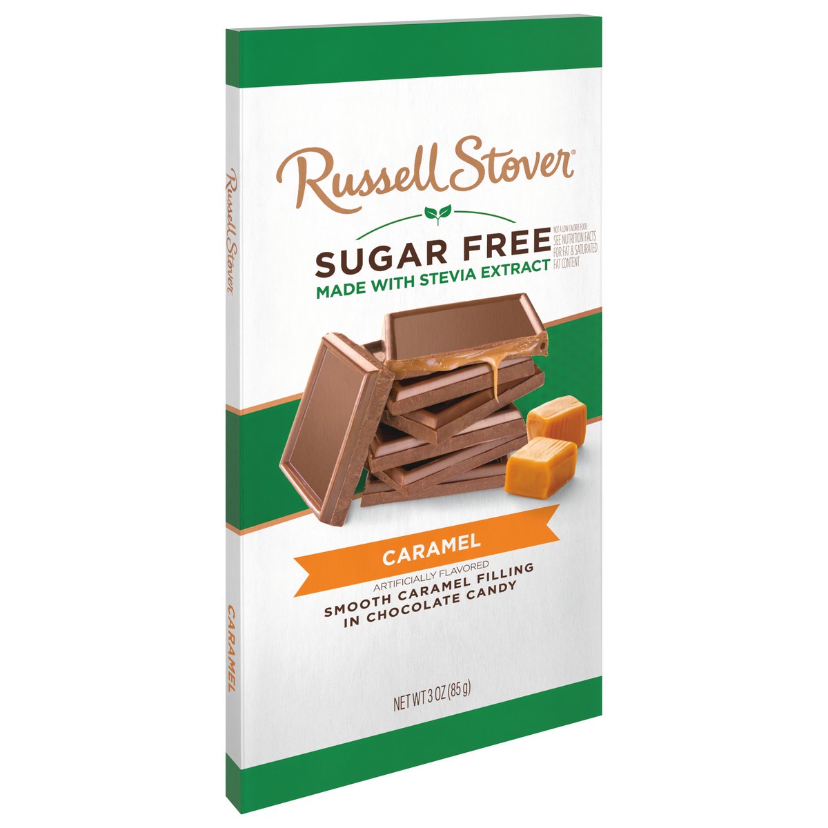 slide 7 of 8, RUSSELL STOVER Sugar Free Caramel Chocolate Candy Bar, 3 oz., 3 oz