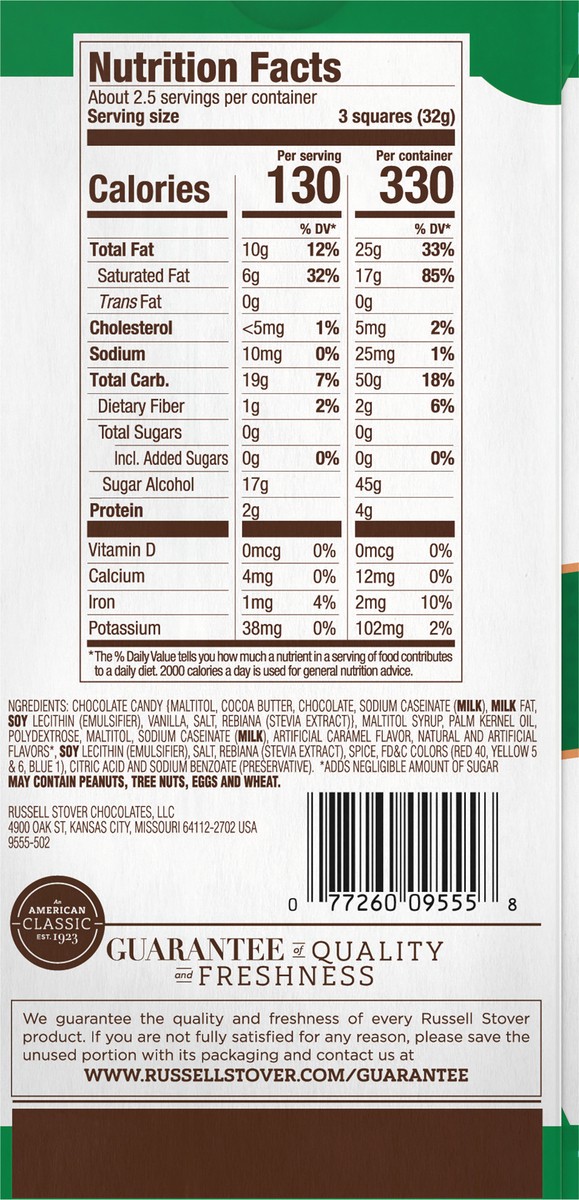 slide 3 of 8, RUSSELL STOVER Sugar Free Caramel Chocolate Candy Bar, 3 oz., 3 oz