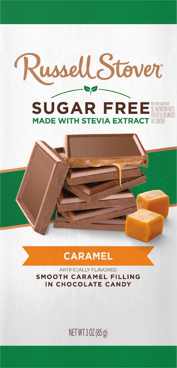 slide 5 of 8, RUSSELL STOVER Sugar Free Caramel Chocolate Candy Bar, 3 oz., 3 oz