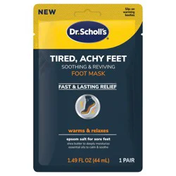 Dr. Scholl&#x27;s Tired, Achy Feet Soothing &amp; Reviving Foot Mask, Warming Booties, Shea Butter Intensely Moisturizes, Epsom Salt &amp; Menthol for Sore Feet, Relieves Sore Muscles