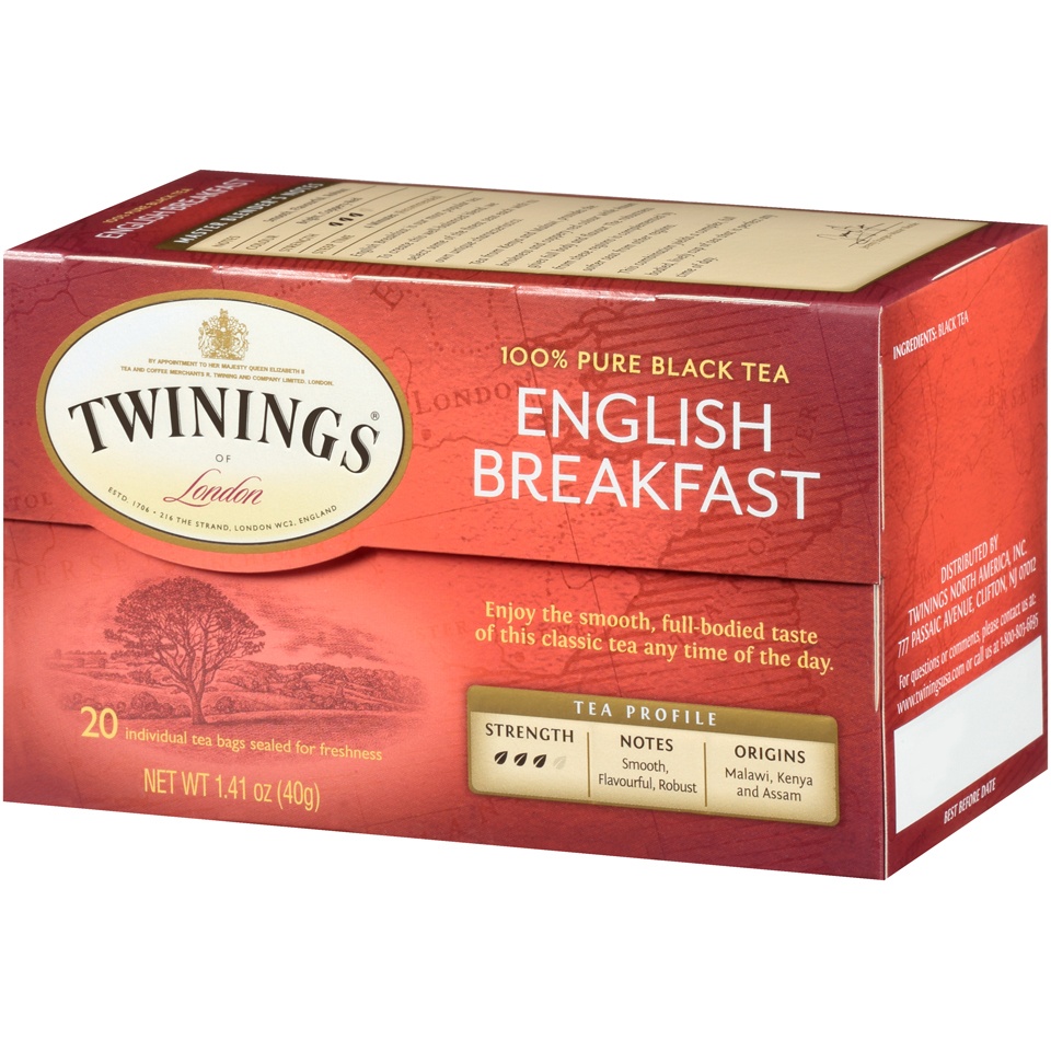 slide 3 of 7, Twinings Black Tea 100% Pure English Breakfast Bags, 20 ct 1.41 oz