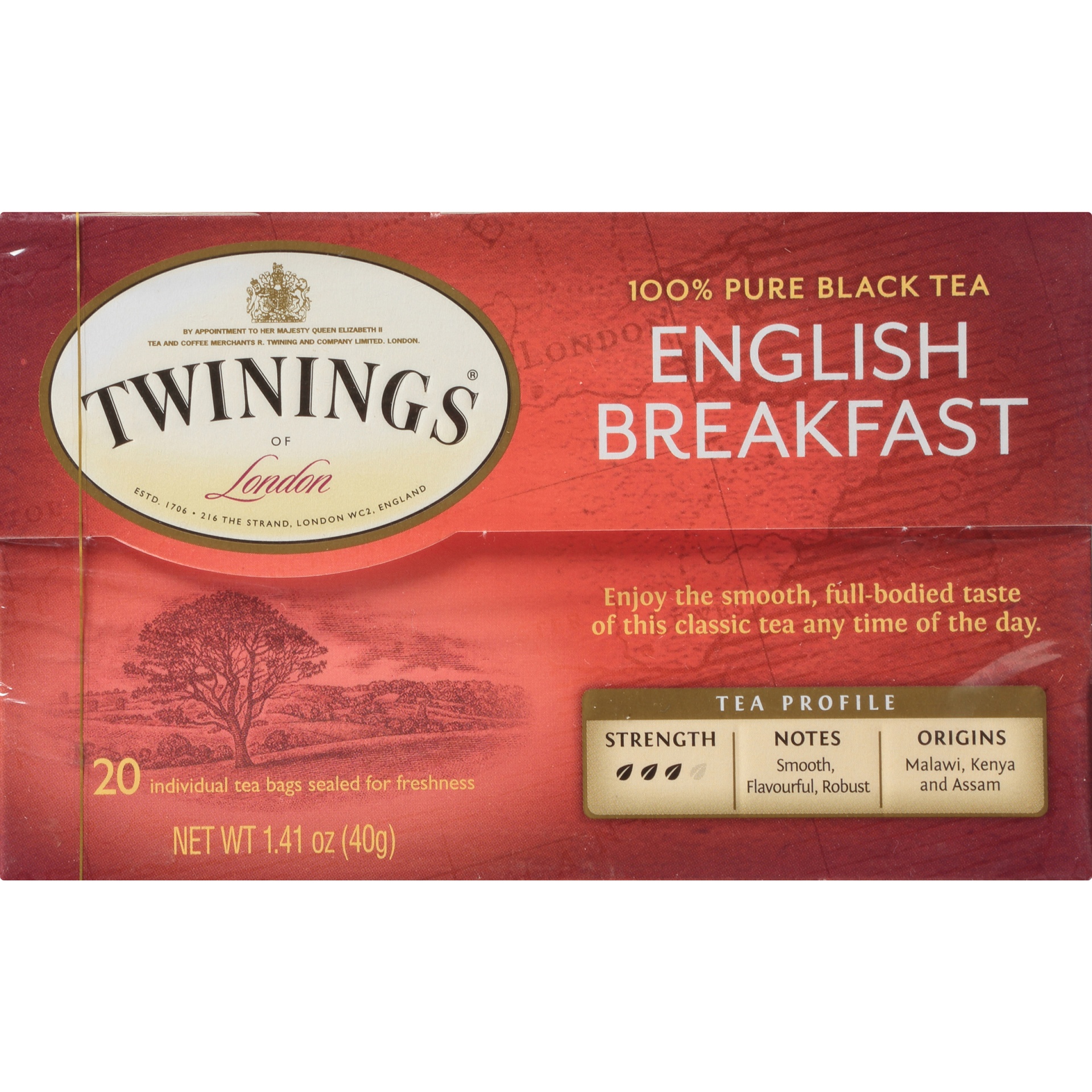 slide 6 of 7, Twinings Black Tea 100% Pure English Breakfast Bags, 20 ct 1.41 oz
