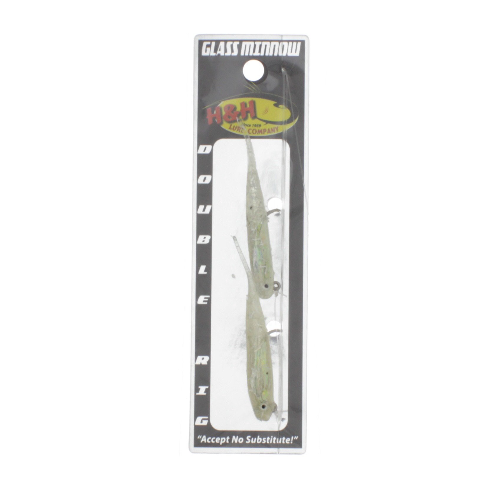 slide 1 of 1, H&H Lure Company 3" Glass Minnow Double Rig, Moon Glow, 1 ct
