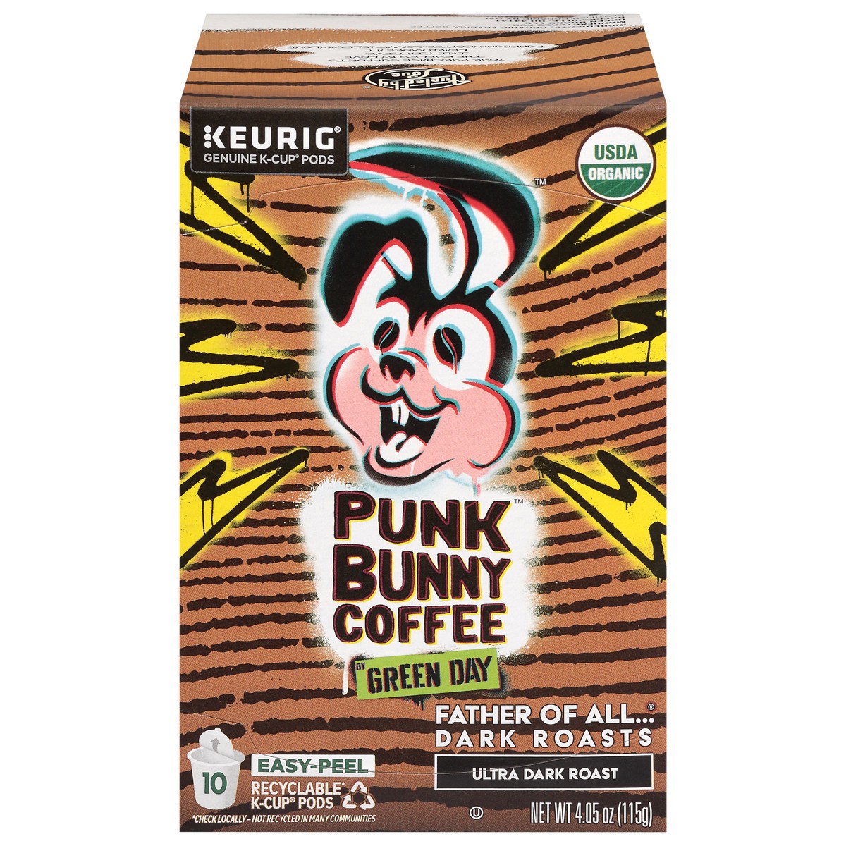 slide 1 of 15, Punk Bunny Coffee Ultra Dark Roast Coffee 10 K-Cup Pods, 10 ct